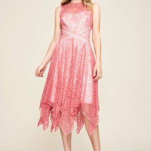 Tadashi Shoji Pink Dot Handkerchief Dress